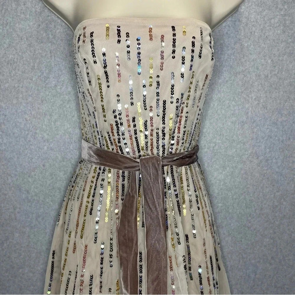 BCBGMaxAzria Tulle Sequin Holiday Party Strapless Dress - Picture 2 of 11